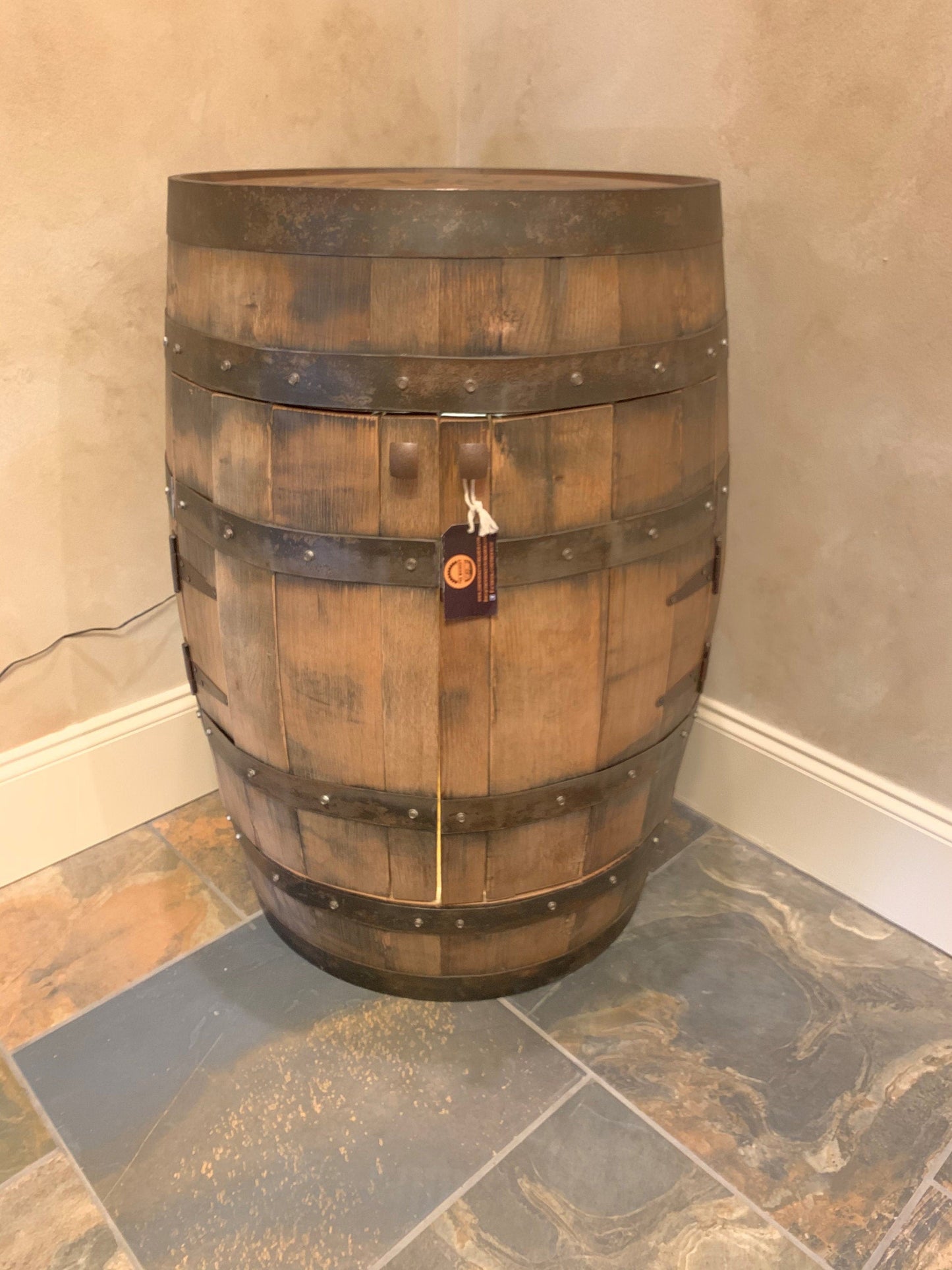 Bourbon Barrel Cabinet with multicolor LED's -engraving available