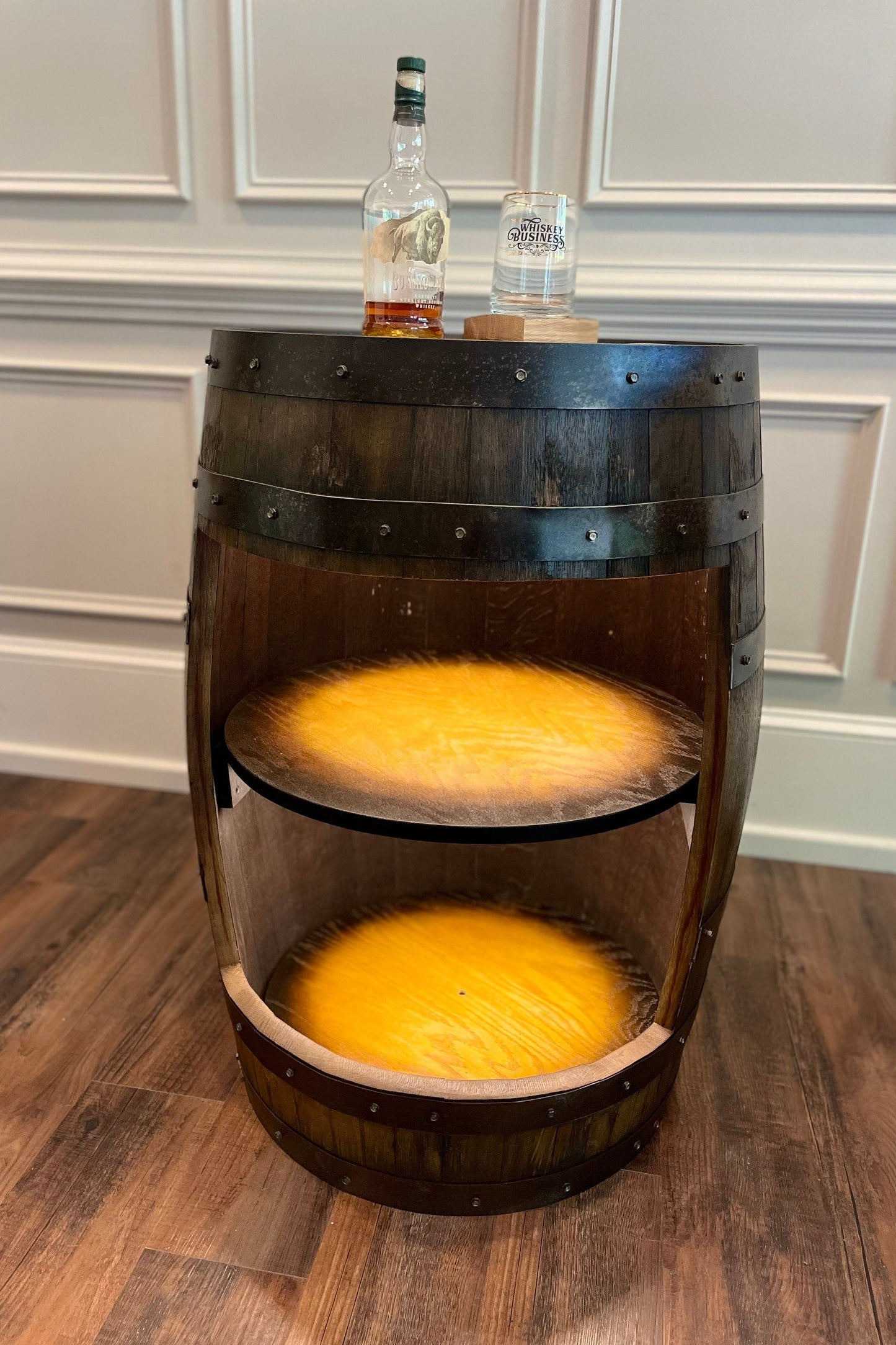 Bourbon Barrel Cabinet with multicolor LED's -engraving available