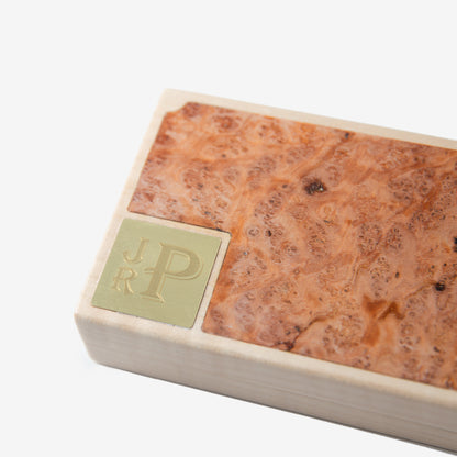 Cigar Travel Case - Redwood Burl Inlay - Personalized Brass Engraving - Spanish Cedar Lining