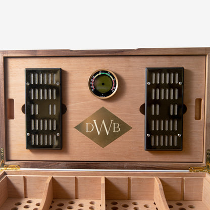 Cigar Humidor - Black Walnut with Spanish Cedar Lining - 80 Capacity