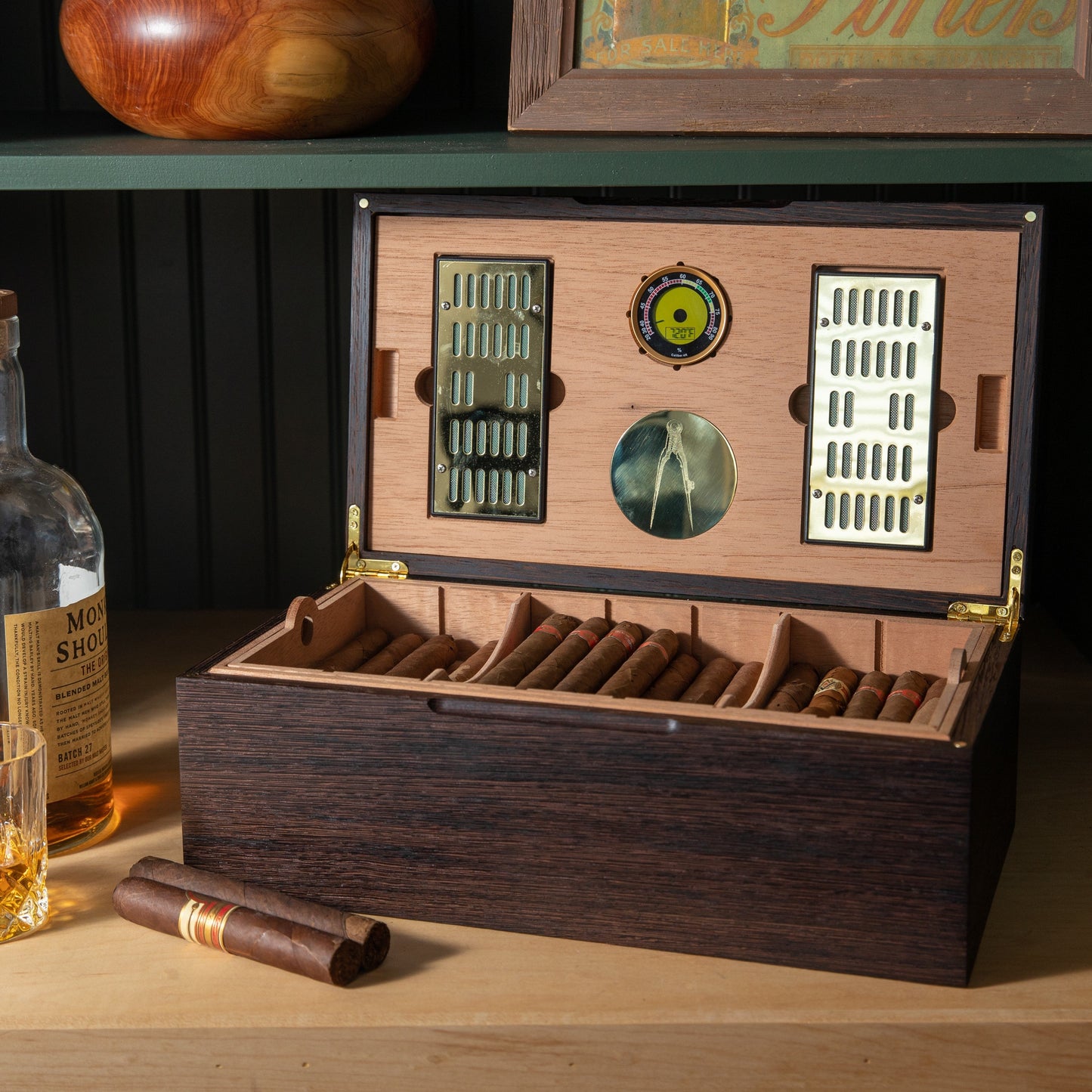 Cigar Humidor - Wenge with Spanish Cedar Lining - 80 Capacity