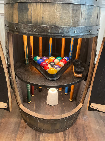 Whiskey Barrel Pool/Billiards Cabinet