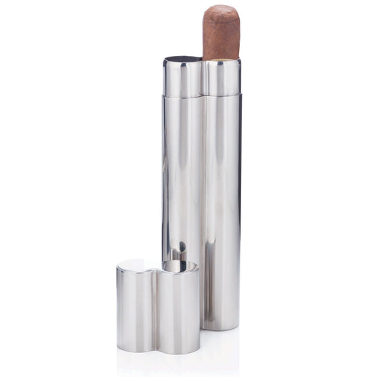 Stainless Steel Cigar Holder - Holds 2 Cigars